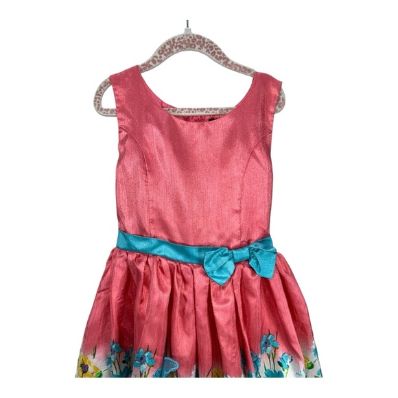 Lilt Floral Kids Dress with 3D Butterflies Coral Pink, Blue, White Formal Size 8 - Picture 3 of 9